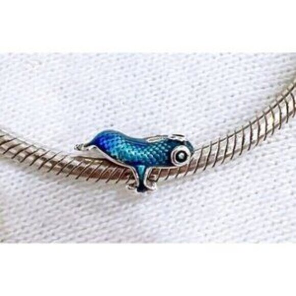 Blue Gecko Charm,925 Sterling Silver Charm For Bracelet Necklace Pendant - Picture 5 of 7